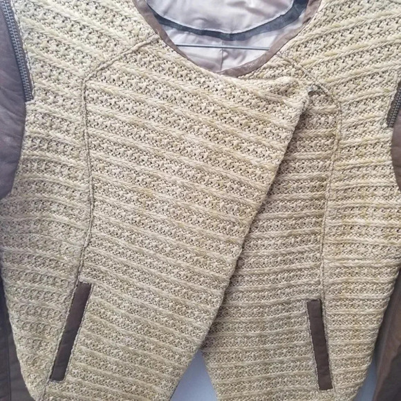 Rudsak Benedetia Straw Leather Cropped Tan  Brown Jacket S - Picture 9 of 14